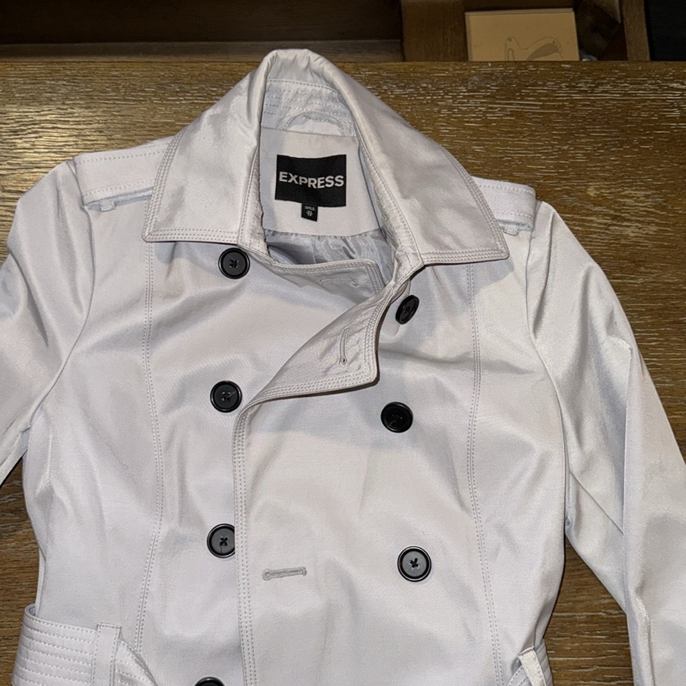 Express Light Gray Trench Coat - Picture 13 of 16